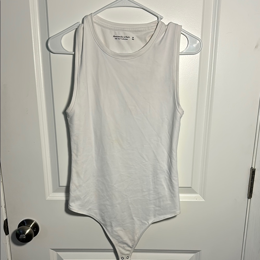 Abercrombie Seamless Fabric Crew Tank Bodysuit White